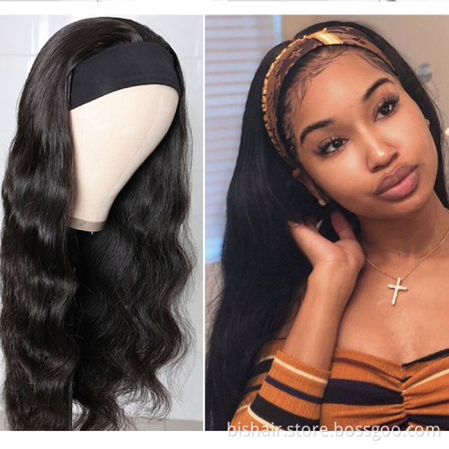 Head band Wigs For Black Women Malaysian Body Wave Human Hair Wigs With Headband Glueless Remy Scarf Headband Wig Human Hair